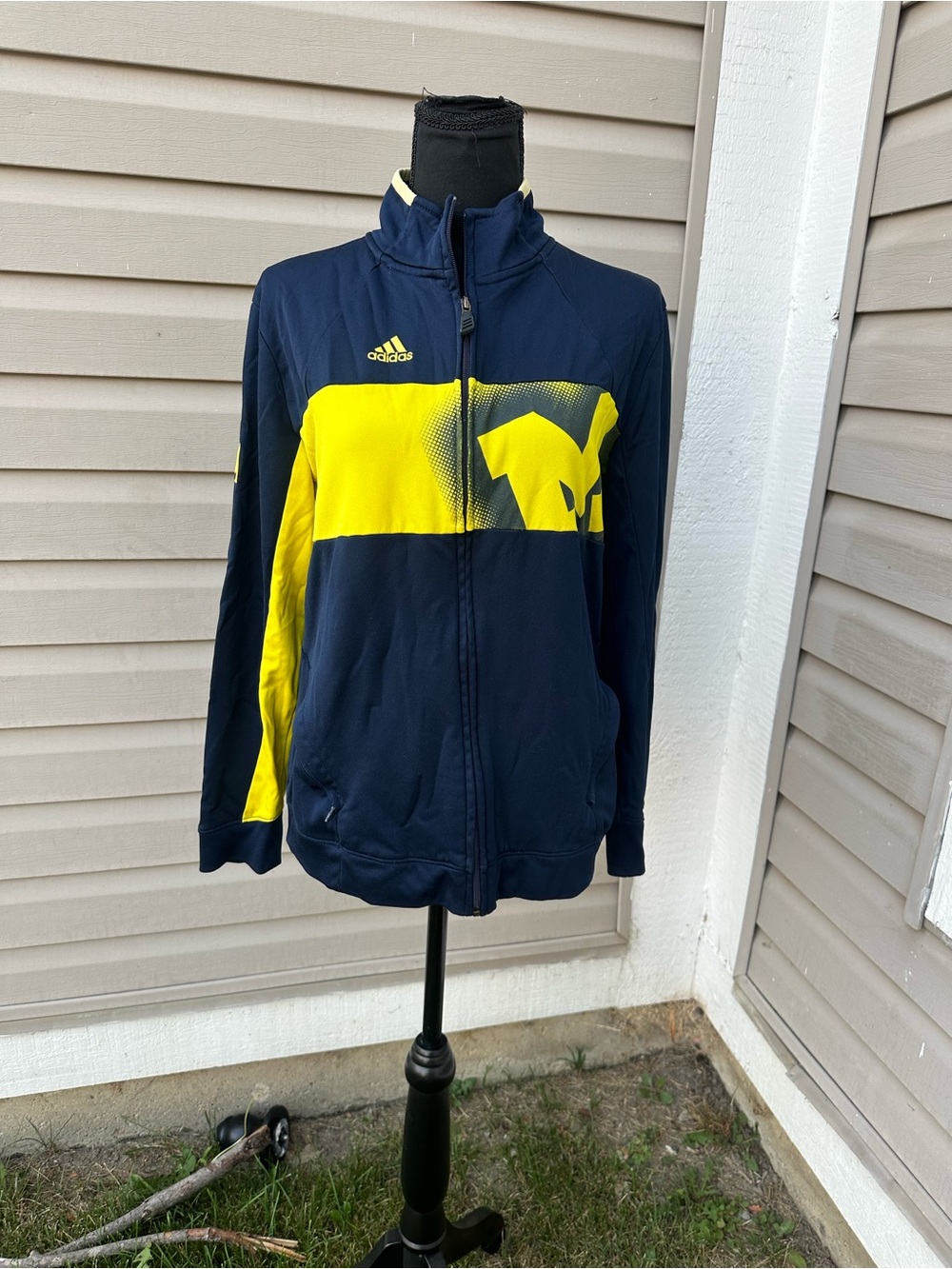 adidas Navy and Yellow Athletic Zip Jacket